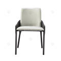 Italian minimalist white and black leather armest chairs